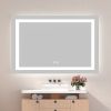 48 x 36 Inch Frameless Rectangular LED Bathroom Vanity Mirror with Touch Sensor, Anti-Fog, and 3 Color Options in Silver