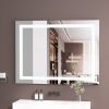 40 x 32 Inch Frameless Rectangular LED Bathroom Vanity Mirror with Touch Sensor, Anti-Fog, and 3 Color Options in Silver