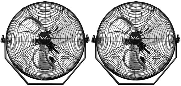 Simple Deluxe 20 Inch High Velocity 3 Speed, Black Wall-Mount Fan, 2-Pack