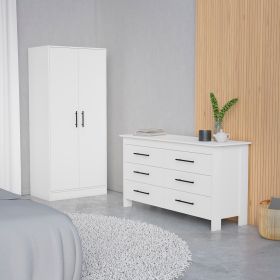 Canaan 2-Piece Bedroom Set, Armoire + Dresser, White