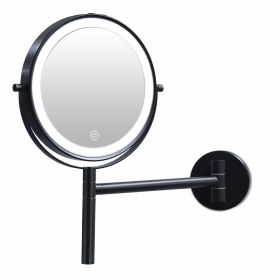 8 Inch 3 Colors LED Lighted, Wall Mounted Makeup Mirror, Double Sided 1X /10X HD Magnifying, 360° Swivel with Extension Arm