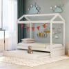 Unique House Bed with Trundle, Customizable Design, Charming White