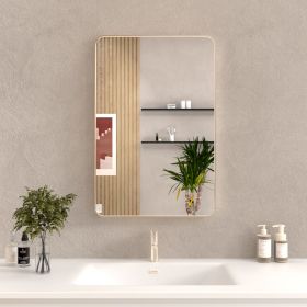 24x36 In. Aluminum Framed Rounded Rectangle Bathroom Wall Mirror, Brushed Nickel Bathroom Vanity Mirror Farmhouse, Anti-Rust, Tempered Glass mirrors