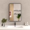 24x36 In. Aluminum Framed Rounded Rectangle Bathroom Wall Mirror, Matte Black Bathroom Vanity Mirror Farmhouse, Anti-Rust, Tempered Glass mirrors