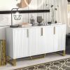 Modern sideboard with Four Doors,Metal handles & Legs and Adjustable Shelves Kitchen Cabinet