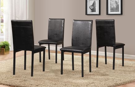 Noyes Faux Leather Seat Metal Frame Dining Chairs, Set of 4, Black