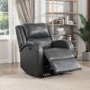 Modern Living Room Furniture 1pc Power Reclining Chair Gray Faux Leather Upholstery Plush Seating Solid Wood Frame