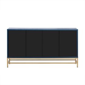 TREXM Retro-Style Sideboard with Adjustable Shelves, Rectangular Metal Handles and Legs for Kitchen, Living room, and Dining Room (Navy)