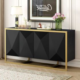 U_STYLE Mahogany Veneer Modern Sideboard with Unique Metal Legs,Suitable for Study,Entryway, Hallway, Living Room, Foyer