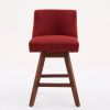 Counter Height Swivel Barstools, 26'' H Seat Height Upholstered Bar Stools Set of 2, Fabric in Wine Red