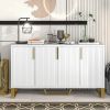 Modern sideboard with Four Doors,Metal handles & Legs and Adjustable Shelves Kitchen Cabinet