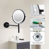 8 Inch 3 Colors LED Lighted, Wall Mounted Makeup Mirror, Double Sided 1X /10X HD Magnifying, 360° Swivel with Extension Arm