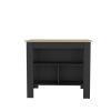 Aztec Kitchen Island in melamine with open storage, Light pine + black