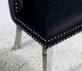 Contemporary Black Color Flannelette 2pcs Side Chairs Button-Tufted Upholstered Dining Chairs Wingback Design Furniture Set