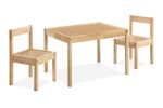 Della 3-Piece Solid Wood Kids Table & Two Chair Set, Natural