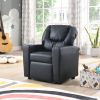 Kids Recliner Chair, Kids Upholstered Couch with One Cup Holder, Footrest, Backrest, Toddlers PVC Recliner with Headrest and Footrest