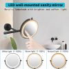 8 Inch 3 Colors LED Lighted, Wall Mounted Makeup Mirror, Double Sided 1X /10X HD Magnifying, 360° Swivel with Extension Arm