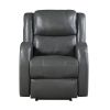 Modern Living Room Furniture 1pc Power Reclining Chair Gray Faux Leather Upholstery Plush Seating Solid Wood Frame