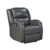 Modern Living Room Furniture 1pc Power Reclining Chair Gray Faux Leather Upholstery Plush Seating Solid Wood Frame