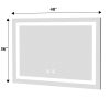 48 x 36 Inch Frameless Rectangular LED Bathroom Vanity Mirror with Touch Sensor, Anti-Fog, and 3 Color Options in Silver