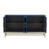 TREXM Retro-Style Sideboard with Adjustable Shelves, Rectangular Metal Handles and Legs for Kitchen, Living room, and Dining Room (Navy)