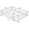 Full Size Floor Platform Bed with Fence and Door for Kids, Montessori Floor Bed Frame with Support Slats for Toddlers, Wooden Floor Bed White