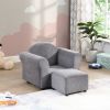 Kids Chair, Kids Upholstered Couch with ottoman, Dark Gray