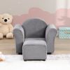 Kids Chair, Kids Upholstered Couch with ottoman, Dark Gray