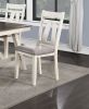 Dining Room Furniture 6pc Dining Set Table w Leaf And 4x Side Chairs 1x Bench Gray Fabric Cushion Seat White Clean Lines Wooden Table Top