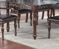 Formal 1pc Dining Table w 2x Leaves Only Brown Finish Antique Design Rubberwood Large Family Dining Room Furniture