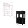 Bar Cart Bayamon, Twelve Wine Cubbies, Four Legs, Black Wengue Finish