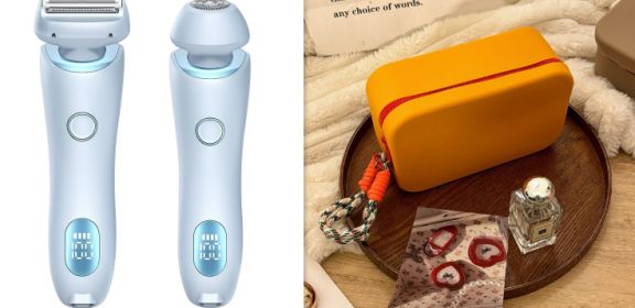 2 In 1 Hair Removal Epilator USB Rechargeable Trimmer Women Body Razor Face Leg Armpit Bikini Hand Pubic Shaver Hair Remover (Option: Blue and Sweet Red     set-USB)