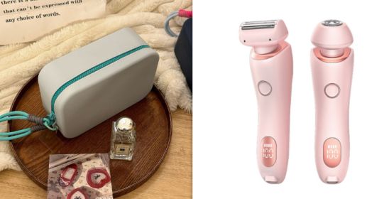 2 In 1 Hair Removal Epilator USB Rechargeable Trimmer Women Body Razor Face Leg Armpit Bikini Hand Pubic Shaver Hair Remover (Option: Pink and Lake Green set-USB)