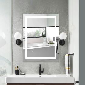 32*24 LED Lighted Bathroom Wall Mounted Mirror with High Lumen+Anti-Fog Separately Control+Dimmer Function (Color: White)