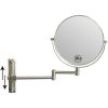 8-inch Wall Mounted Makeup Vanity Mirror, Height Adjustable, 1X / 10X Magnification Mirror, 360° Swivel with Extension Arm