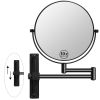 8-inch Wall Mounted Makeup Vanity Mirror, Height Adjustable, 1X / 10X Magnification Mirror, 360° Swivel with Extension Arm