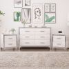 3-Pieces Sets,Dresser and Two Nightstands with Metal Handles and Mirror Decoration, Elegant