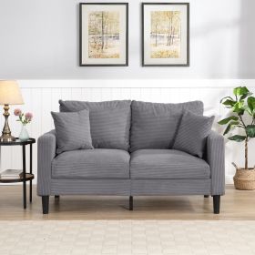 57 " High Resilience Loveseat Sofa, Wooden Frame 2 Seat Sofa, Comfy , Small Space Saving Modern Upholstered Sofa (Color: Light Gray)