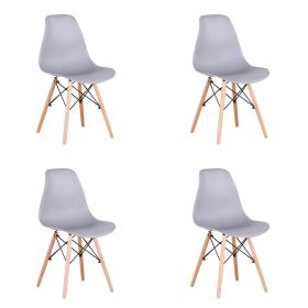 Set of 4 Modern Style Dining Chair, Shell Lounge Plastic Chair for Kitchen, Dining, Bedroom (Color: Gray)