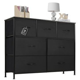 Dresser for bedroom 7 storage Spaces, assembled wardrobe lockers, bedroom furniture lockers (Color: Black)