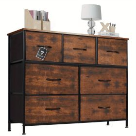 Dresser for bedroom 7 storage Spaces, assembled wardrobe lockers, bedroom furniture lockers (Color: brown)