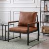 Modern Faux Leather Accent Chair with Black Powder Coated Metal Frame, Single Sofa for Living Room Bedroom