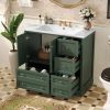 36 inch Bathroom Vanity with Sink, Solid Wood Freestanding Bathroom Vanities with 4 Storage Drawers and Shelf, Soft Closing Doors