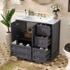 36 inch Bathroom Vanity with Sink, Solid Wood Freestanding Bathroom Vanities with 4 Storage Drawers and Shelf, Soft Closing Doors