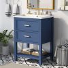 24'' Bathroom Vanity with Top Sink, Modern Bathroom Storage Cabinet with 2 Drawers, Single Sink Bathroom Vanity