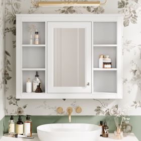 35'' x 27.5'' Medicine Cabinet, Wall Mounted Bathroom Storage Cabinet, Modern Bathroom Wall Cabinet with Mirror (Color: White, Material: MDF)