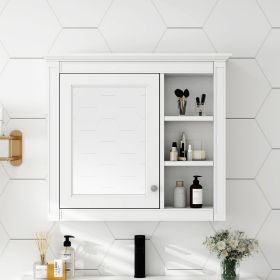 30'' x 28'' Medicine Cabinet, Wall Mounted Bathroom Storage Cabinet, Modern Bathroom Wall Cabinet with Mirror,Medicine Cabinet (Color: White, Material: MDF+glass)