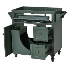 30'' Bathroom Vanity without Top Sink, Modern Bathroom Storage Cabinet with 2 Drawers and a Tipout Drawer (NOT INCLUDE BASIN) (Color: Green, Material: Solid Wood+MDF)