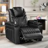 PU Leather Power Recliner Home Theater Recliner with Power Adjustable Headrest, Wireless Charging Device, USB Port, Storage Arms