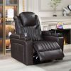 PU Leather Power Recliner Home Theater Recliner with Power Adjustable Headrest, Wireless Charging Device, USB Port, Storage Arms